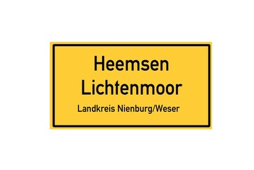 Isolated German city limit sign of Heemsen Lichtenmoor located in Niedersachsen