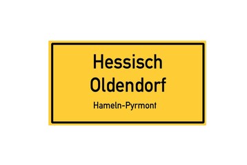 Isolated German city limit sign of Hessisch Oldendorf located in Niedersachsen