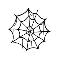 Halloween spider web icon. Black silhouette