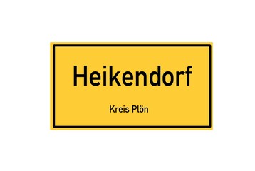 Isolated German city limit sign of Heikendorf located in Schleswig-Holstein