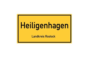 Isolated German city limit sign of Heiligenhagen located in Mecklenburg-Vorpommern