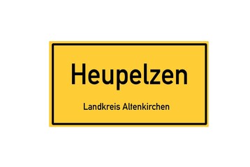 Isolated German city limit sign of Heupelzen located in Rheinland-Pfalz