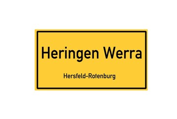 Isolated German city limit sign of Heringen Werra located in Hessen