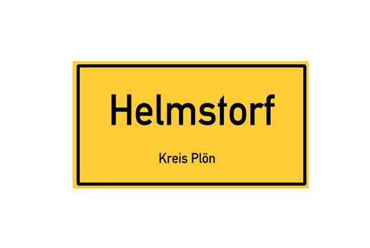 Isolated German city limit sign of Helmstorf located in Schleswig-Holstein