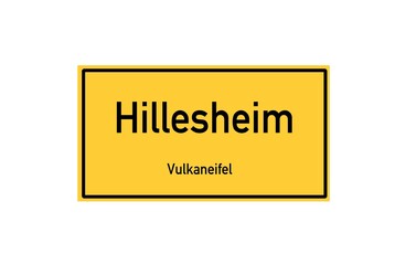 Isolated German city limit sign of Hillesheim located in Rheinland-Pfalz