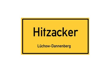 Isolated German city limit sign of Hitzacker located in Niedersachsen