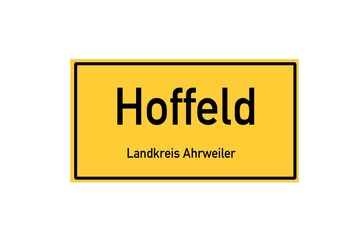 Isolated German city limit sign of Hoffeld located in Rheinland-Pfalz