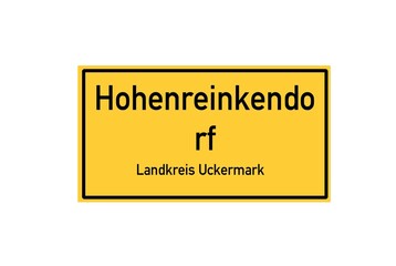 Fototapeta premium Isolated German city limit sign of Hohenreinkendorf located in Brandenburg