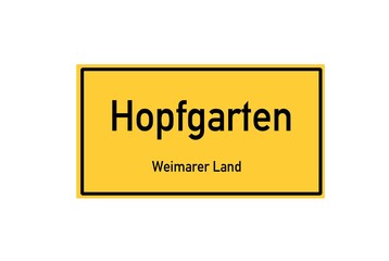 Isolated German city limit sign of Hopfgarten located in Th�ringen