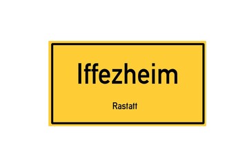 Isolated German city limit sign of Iffezheim located in Baden-Württemberg