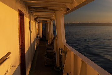 Ships and yachts in the waters of the Bosphorus and the Sea of ​​Marmara near Turkey on a...