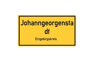 Isolated German city limit sign of Johanngeorgenstadt located in Sachsen