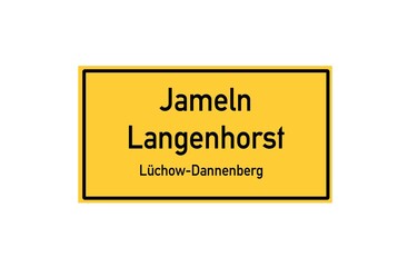 Isolated German city limit sign of Jameln Langenhorst located in Niedersachsen