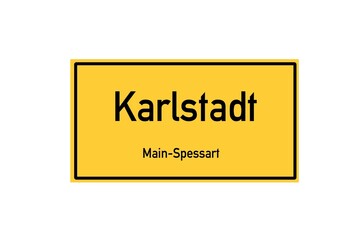 Isolated German city limit sign of Karlstadt located in Bayern