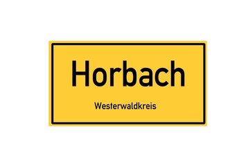 Isolated German city limit sign of Horbach located in Rheinland-Pfalz