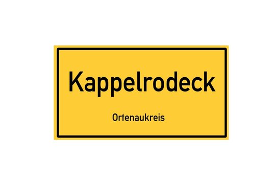 Isolated German city limit sign of Kappelrodeck located in Baden-W�rttemberg