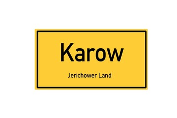 Isolated German city limit sign of Karow located in Sachsen-Anhalt