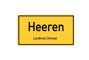 Isolated German city limit sign of Heeren located in Sachsen-Anhalt