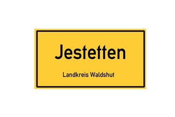 Isolated German city limit sign of Jestetten located in Baden-W�rttemberg