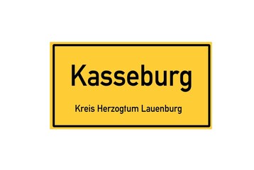 Isolated German city limit sign of Kasseburg located in Schleswig-Holstein