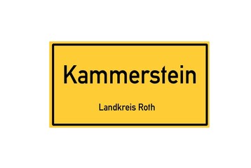 Isolated German city limit sign of Kammerstein located in Bayern