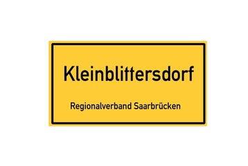 Isolated German city limit sign of Kleinblittersdorf located in Saarland