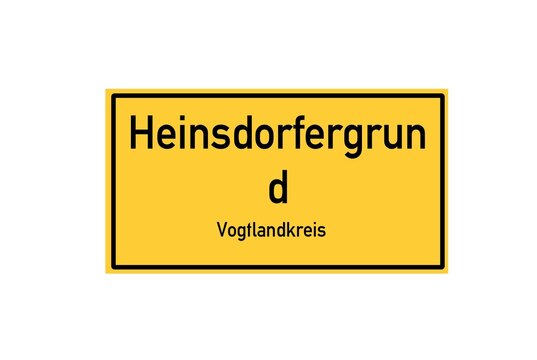 Isolated German city limit sign of Heinsdorfergrund located in Sachsen