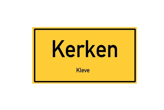 Isolated German city limit sign of Kerken located in Nordrhein-Westfalen