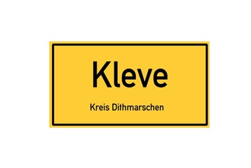 Isolated German city limit sign of Kleve located in Schleswig-Holstein