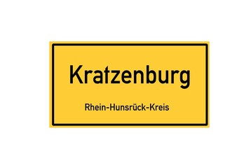 Isolated German city limit sign of Kratzenburg located in Rheinland-Pfalz