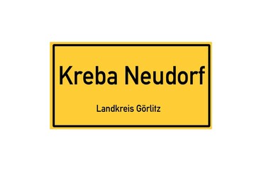 Isolated German city limit sign of Kreba Neudorf located in Sachsen