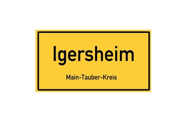 Isolated German city limit sign of Igersheim located in Baden-W�rttemberg
