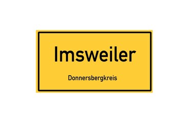 Isolated German city limit sign of Imsweiler located in Rheinland-Pfalz