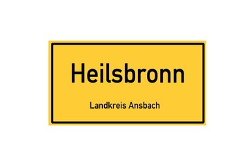 Isolated German city limit sign of Heilsbronn located in Bayern