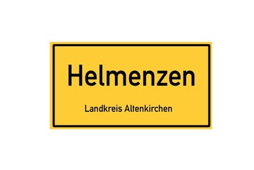 Isolated German city limit sign of Helmenzen located in Rheinland-Pfalz