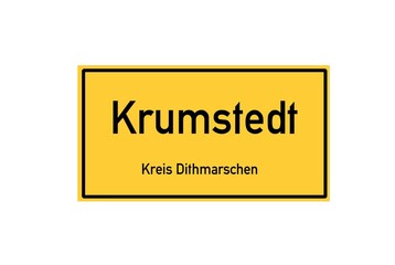 Isolated German city limit sign of Krumstedt located in Schleswig-Holstein