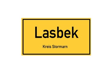 Isolated German city limit sign of Lasbek located in Schleswig-Holstein