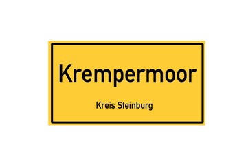 Isolated German city limit sign of Krempermoor located in Schleswig-Holstein