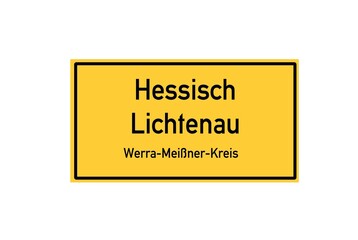 Isolated German city limit sign of Hessisch Lichtenau located in Hessen