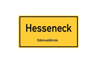 Isolated German city limit sign of Hesseneck located in Hessen