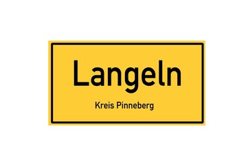 Isolated German city limit sign of Langeln located in Schleswig-Holstein