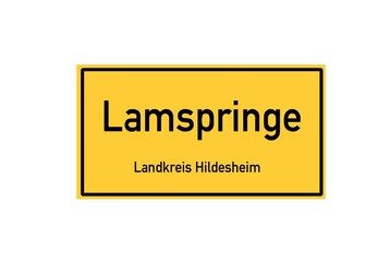 Isolated German city limit sign of Lamspringe located in Niedersachsen