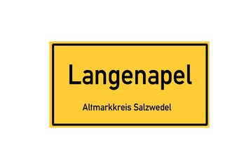 Isolated German city limit sign of Langenapel located in Sachsen-Anhalt