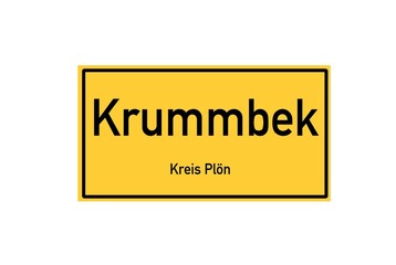 Isolated German city limit sign of Krummbek located in Schleswig-Holstein