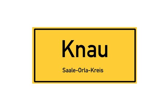 Isolated German city limit sign of Knau located in Th�ringen