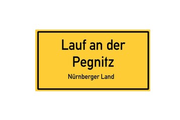 Isolated German city limit sign of Lauf an der Pegnitz located in Bayern