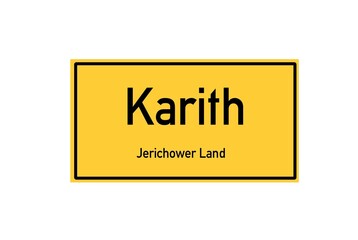 Isolated German city limit sign of Karith located in Sachsen-Anhalt