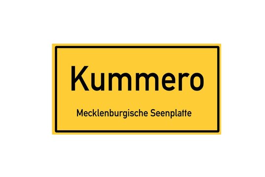 Isolated German city limit sign of Kummerow located in Mecklenburg-Vorpommern