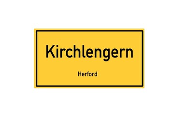 Isolated German city limit sign of Kirchlengern located in Nordrhein-Westfalen