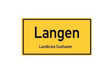 Isolated German city limit sign of Langen located in Niedersachsen